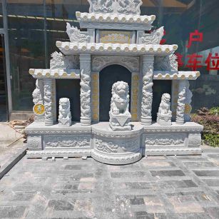 呼伦贝尔芝麻白中国黑石材套墓 花岗岩墓碑